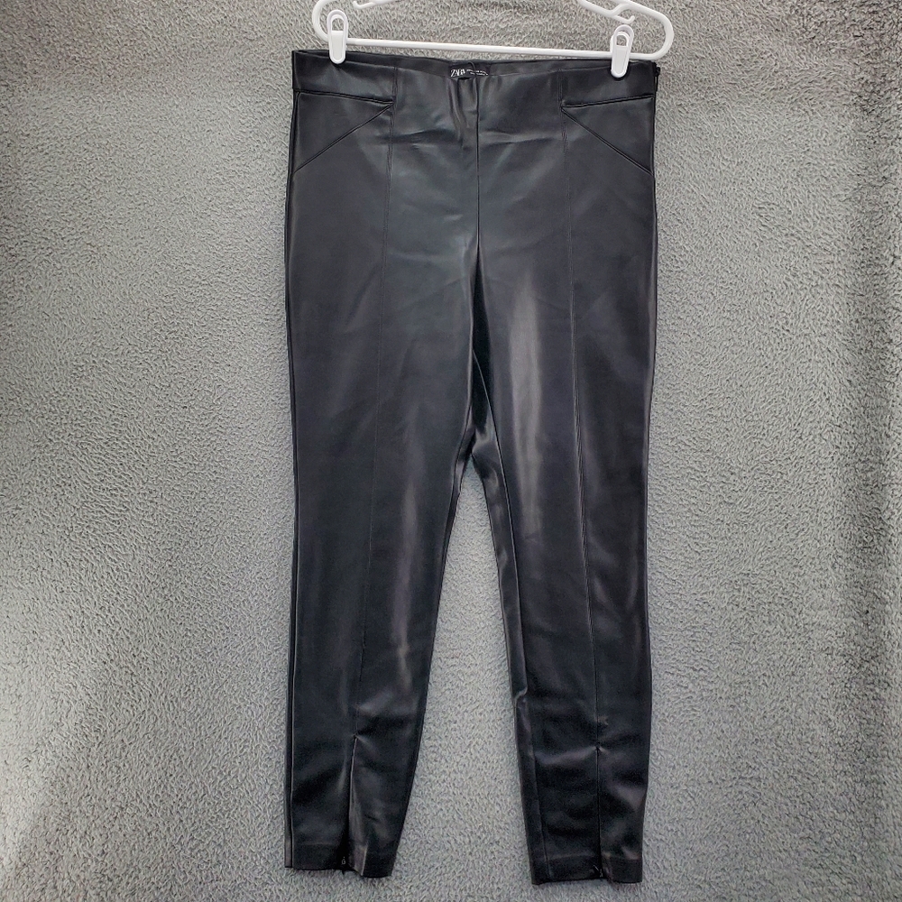Zara Sleek Black Leatherette Leggings